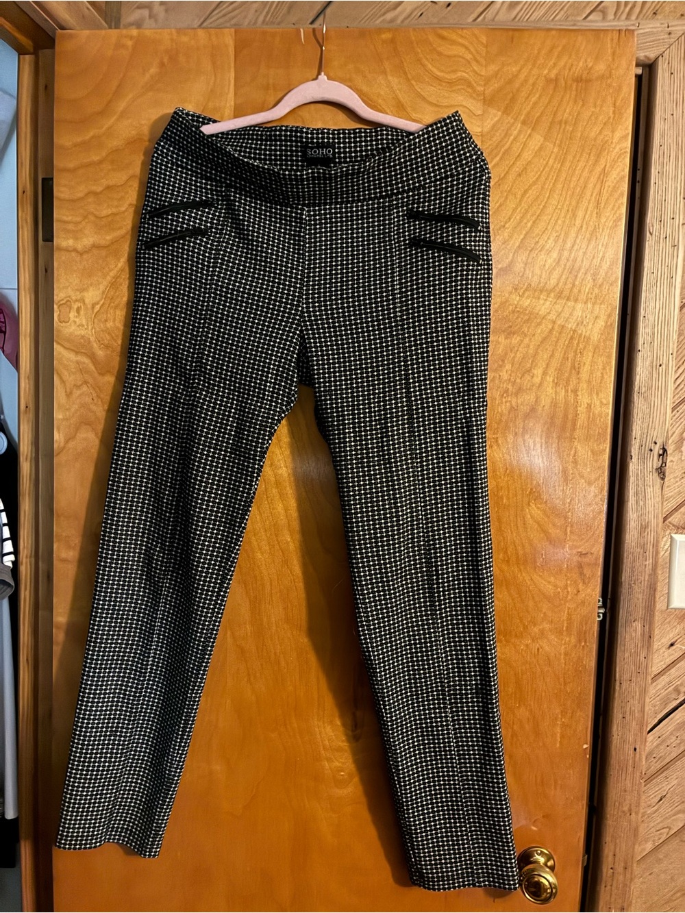 SOHO Black and White Checked Ponte Trousers
